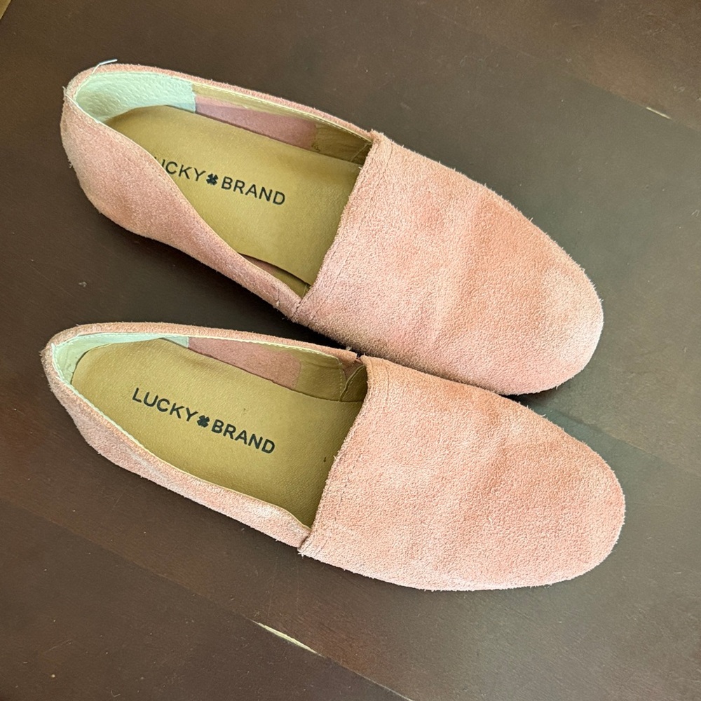 Lucky Brand Rose Pink Suede Slip-On Loafers
